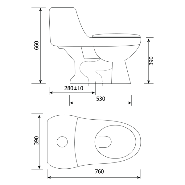 bệt vệ sinh liền khối Hảo Cảnh v11011k2n-01 bệt vệ sinh HC