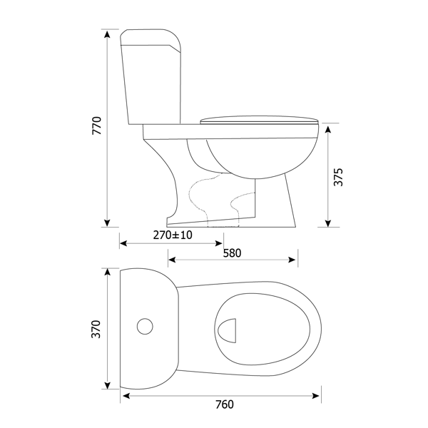Bồn cầu 2 khối 2 nút nhấn V119 bệt vệ sinh tiết kiệm nước HC bệt vệ sinh két nước rời HC V119 bồn cầu két nước rời V119